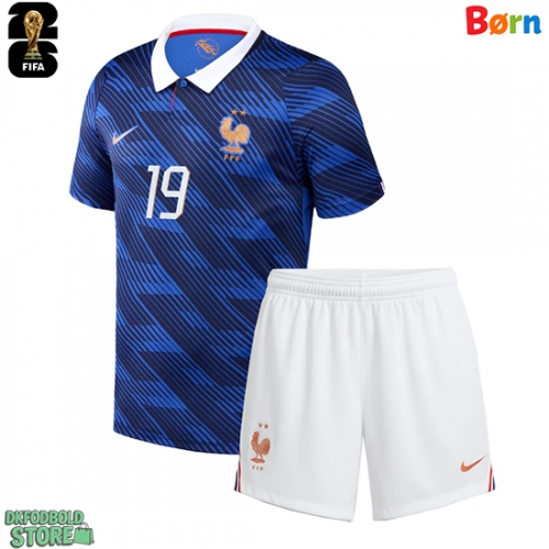 Frankrig Theo Hernandez #19 Replika Babytøj Hjemmebanesæt Børn VM 2026 Kortærmet (+ Korte bukser)